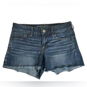 American Eagle Shortie Zip up Blue Jean Short Size 8